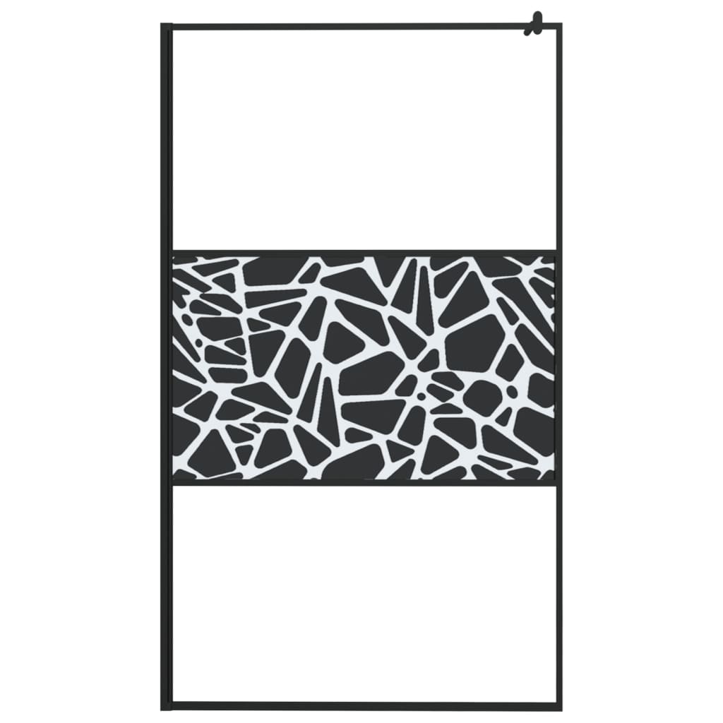 Inloopdouchewand met stenenmotief 115x195 cm ESG-glas zwart