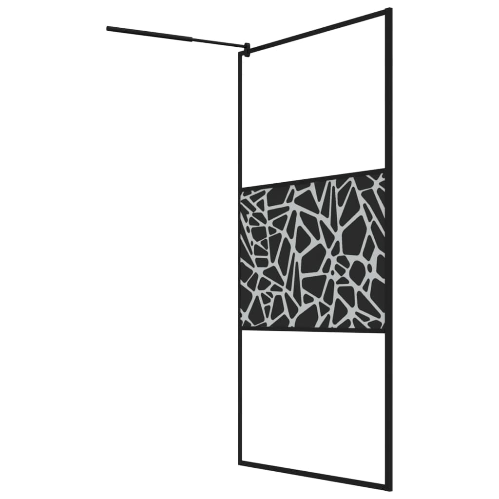 Inloopdouchewand met stenenmotief 115x195 cm ESG-glas zwart