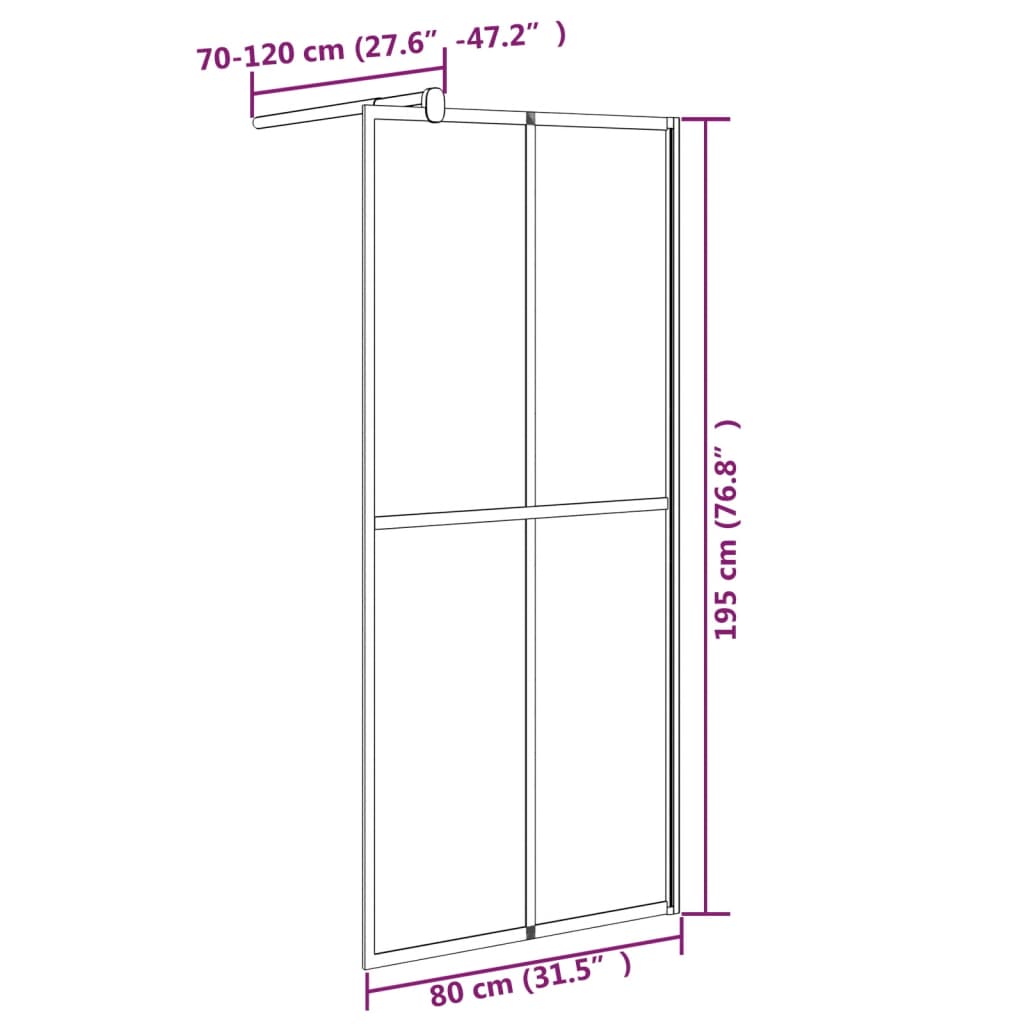 Inloopdouchescherm 80x195 cm donker gehard glas