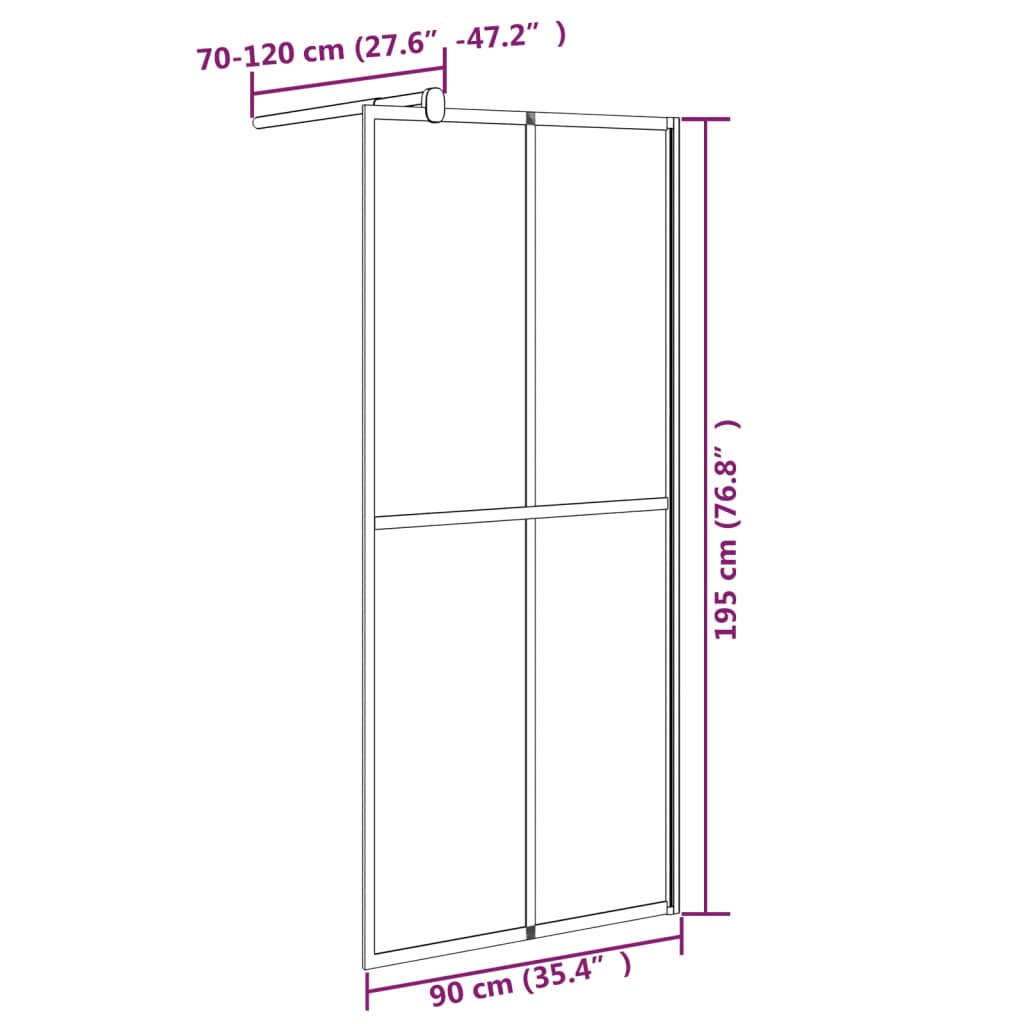 Inloopdouchescherm 90x195 cm donker gehard glas