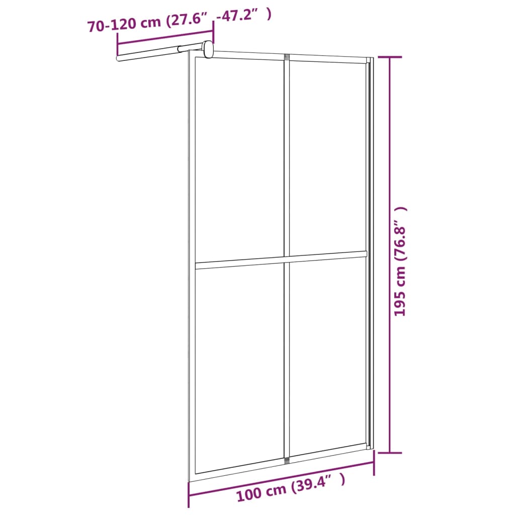 Inloopdouchescherm 100x195 cm donker gehard glas