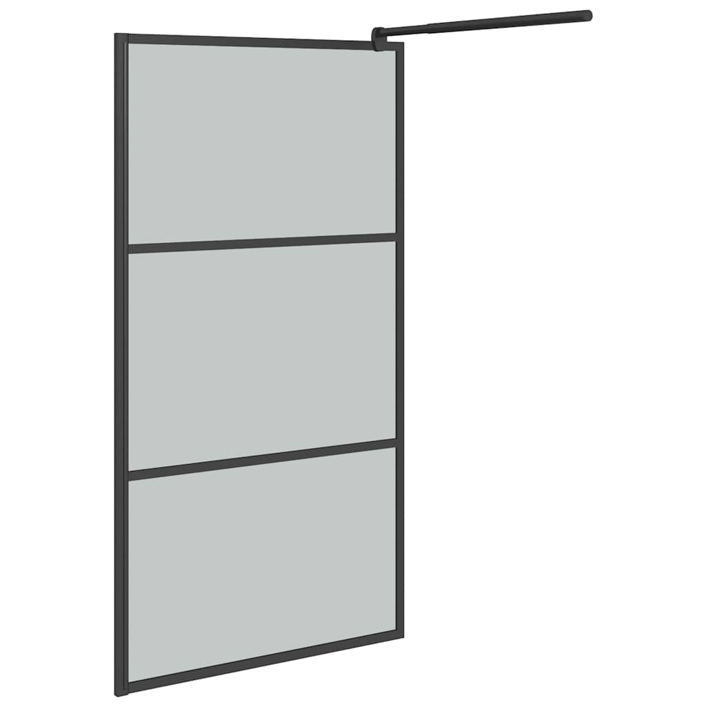 Inloopdouchewand 100x195 cm donker ESG-glas zwart