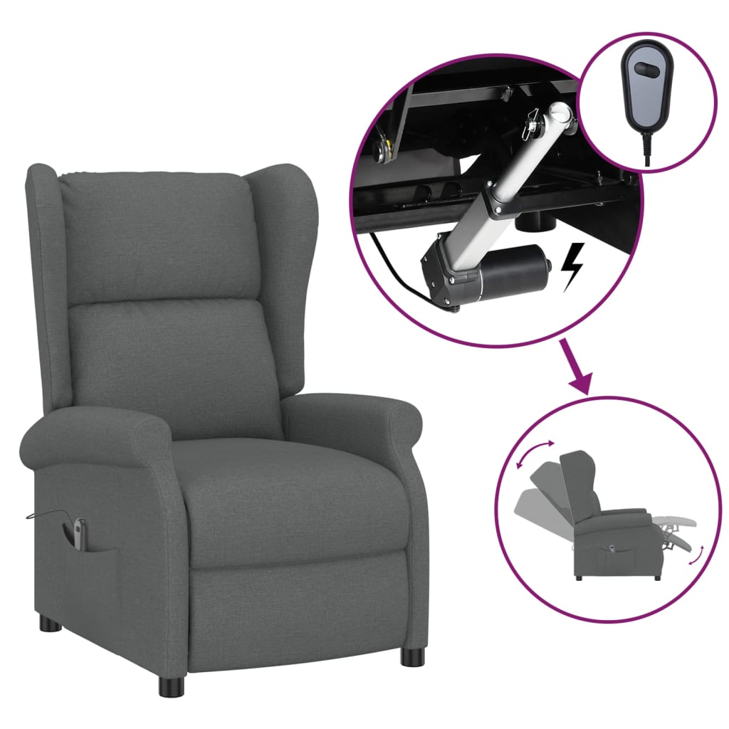 Fauteuil verstelbaar elektrisch stof grijs