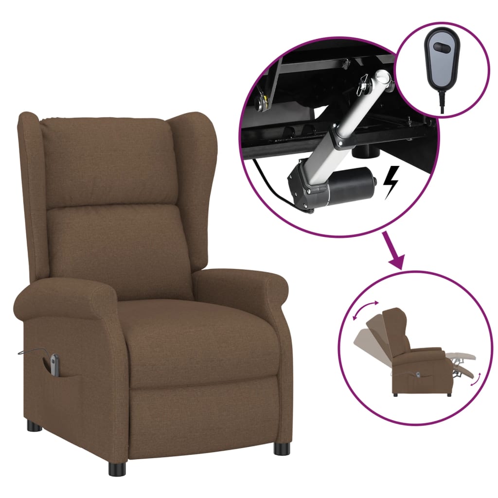 Fauteuil verstelbaar elektrisch stof bruin