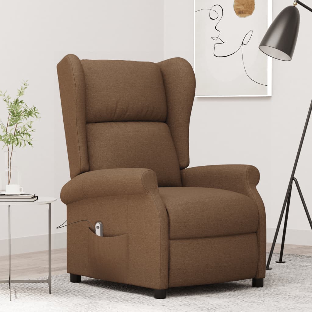 Fauteuil verstelbaar elektrisch stof bruin