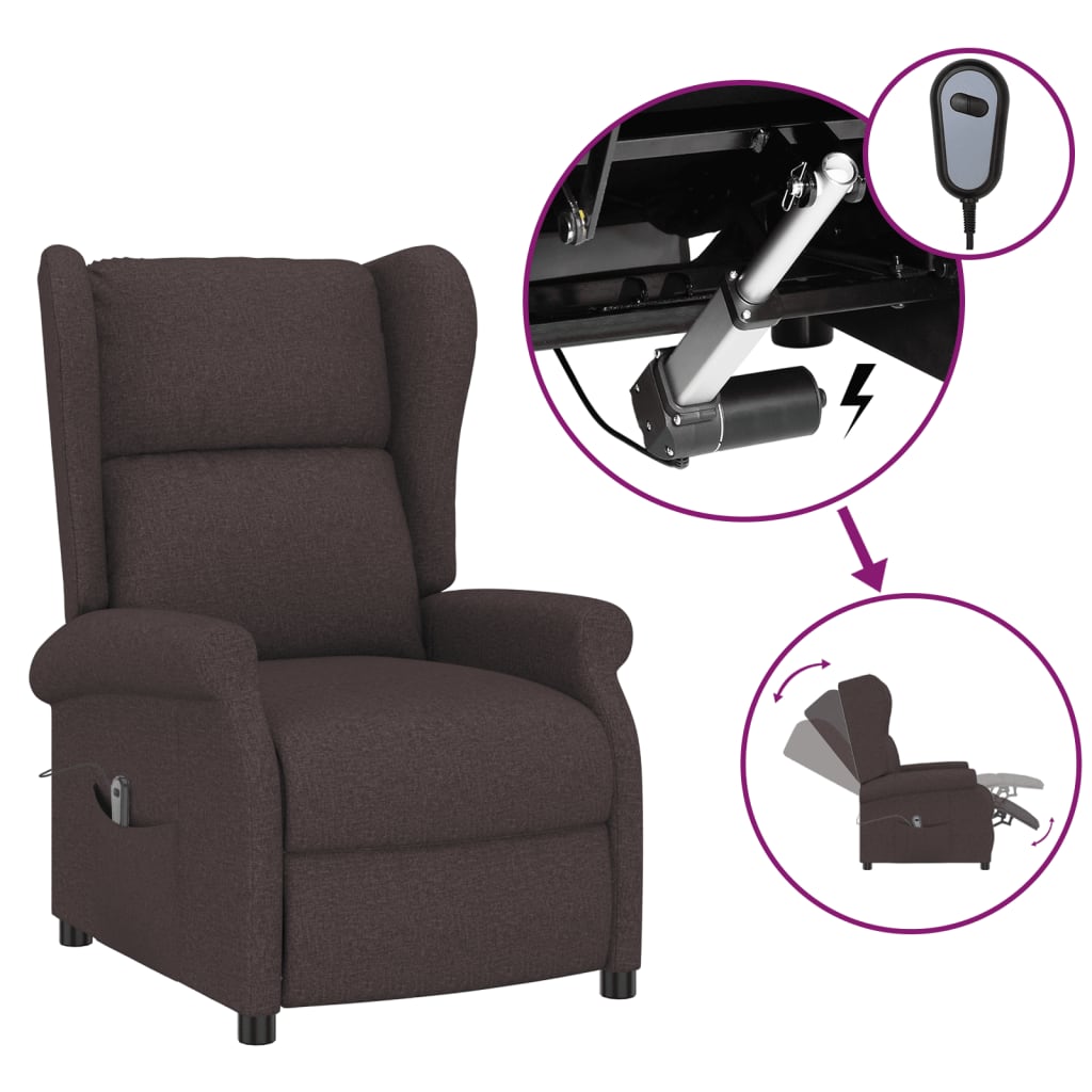 Fauteuil verstelbaar elektrisch stof bruin