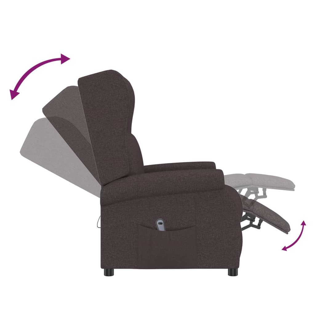 Fauteuil verstelbaar elektrisch stof bruin