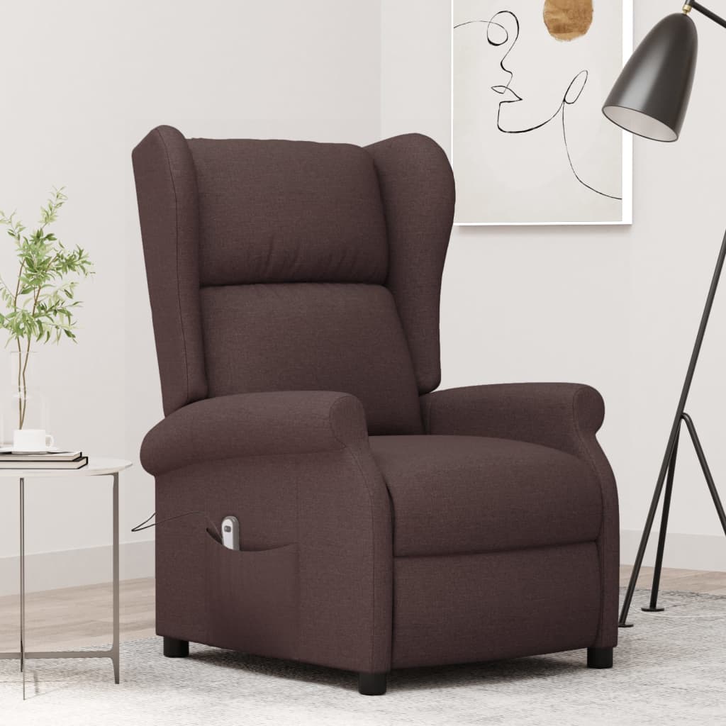 Fauteuil verstelbaar elektrisch stof bruin