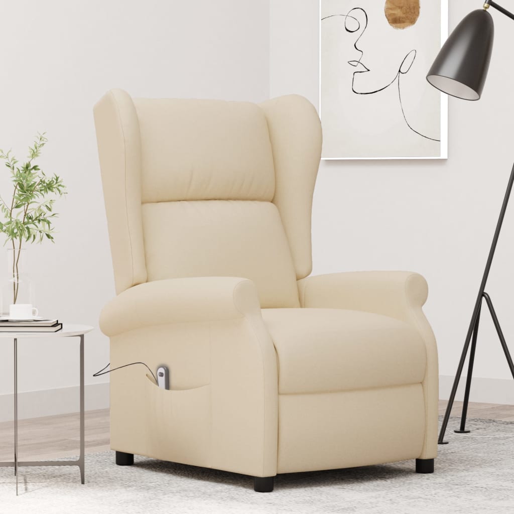 Fauteuil verstelbaar elektrisch stof crème