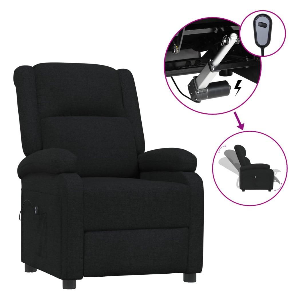 Fauteuil verstelbaar elektrisch stof zwart
