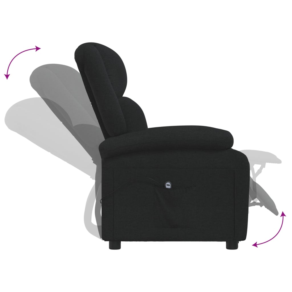 Fauteuil verstelbaar elektrisch stof zwart