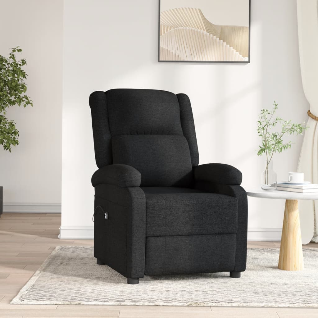 Fauteuil verstelbaar elektrisch stof zwart