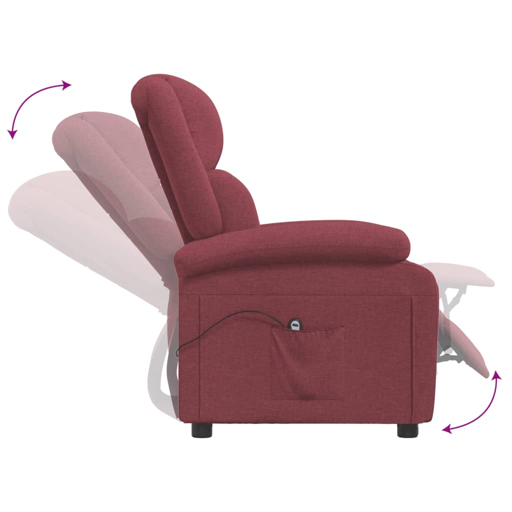 Fauteuil verstelbaar elektrisch stof wijnrood
