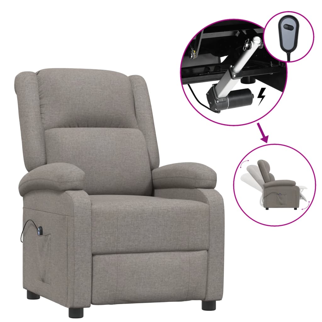 Fauteuil verstelbaar elektrisch stof taupe