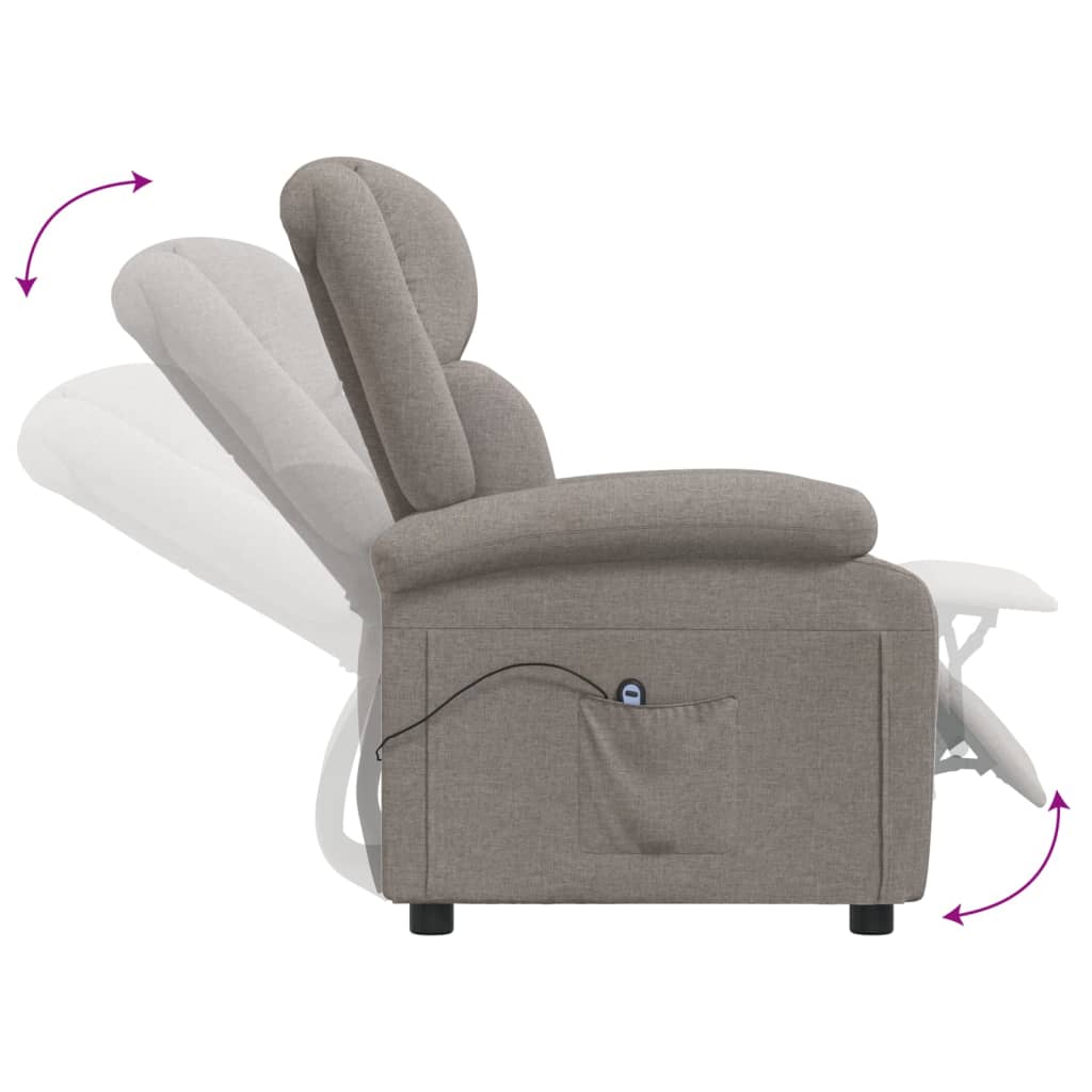 Fauteuil verstelbaar elektrisch stof taupe