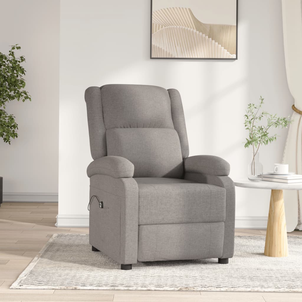 Fauteuil verstelbaar elektrisch stof taupe