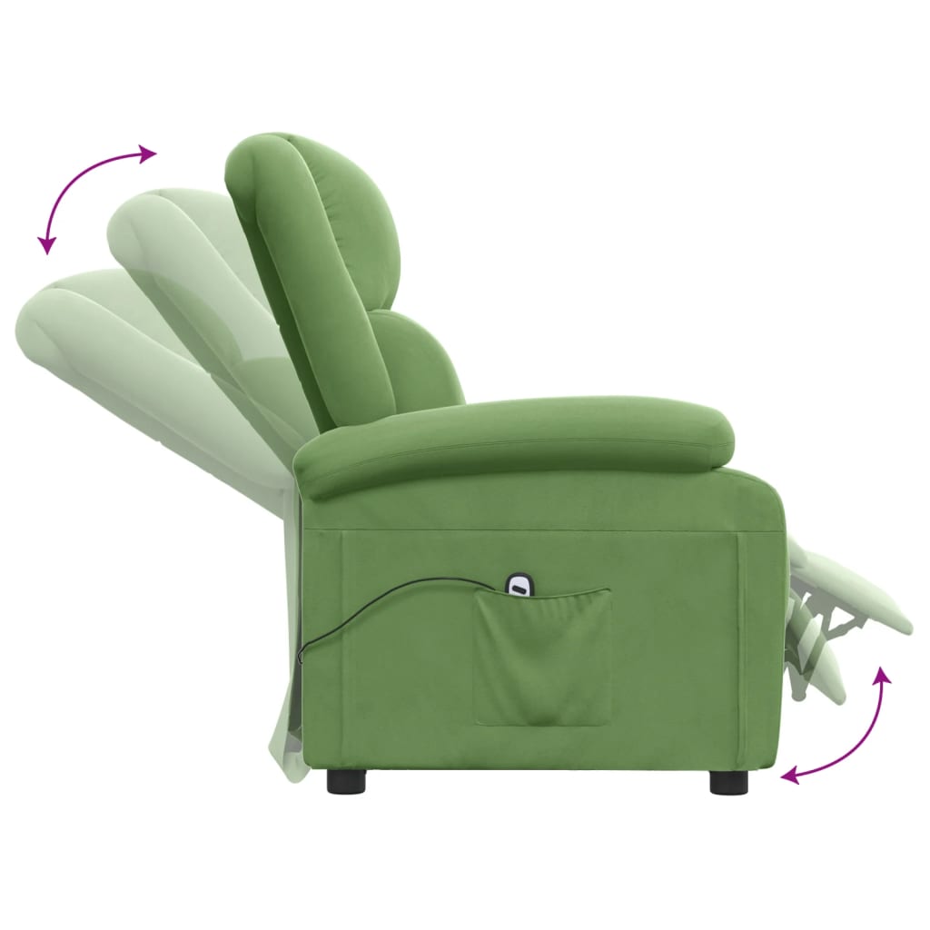 Fauteuil elektrisch verstelbaar fluweel lichtgroen