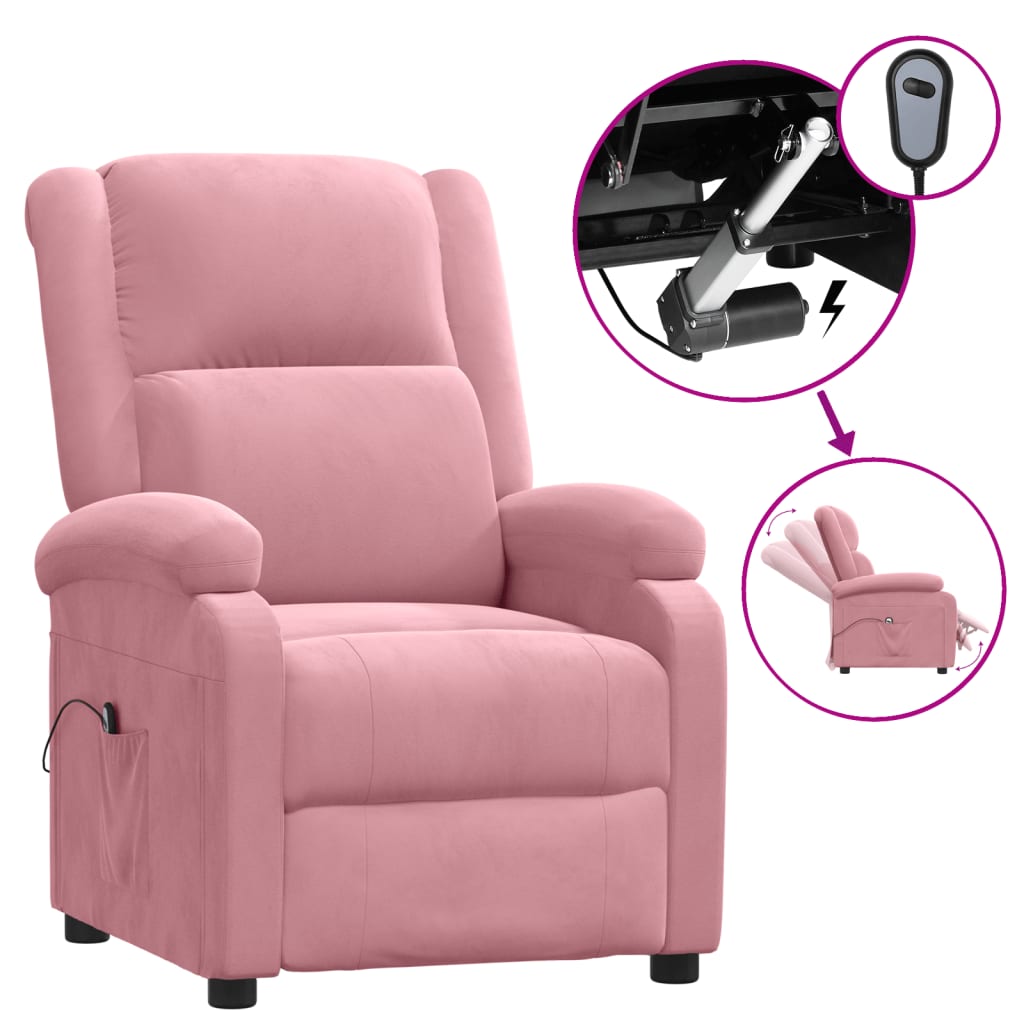 Fauteuil elektrisch fluweel roze