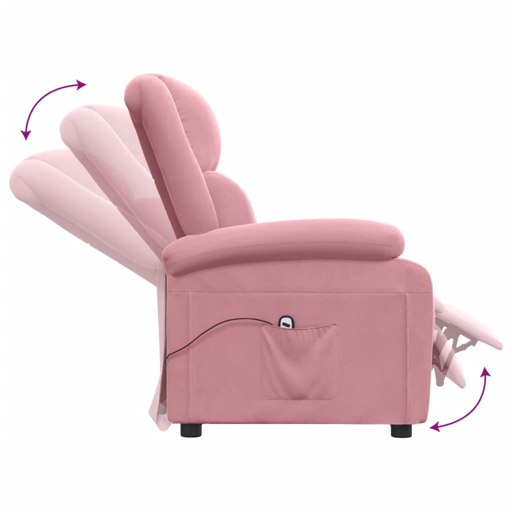 Fauteuil elektrisch fluweel roze