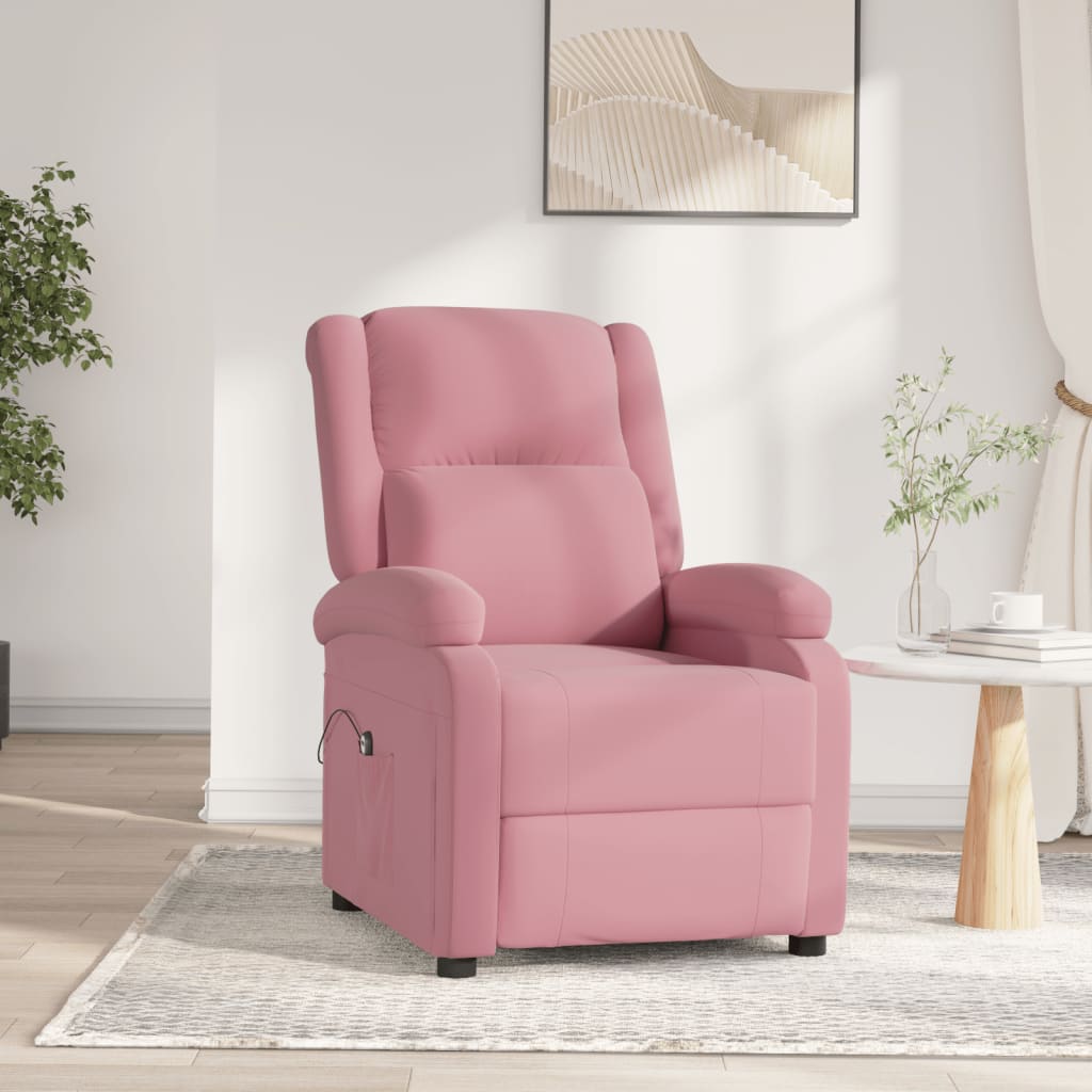 Fauteuil elektrisch fluweel roze