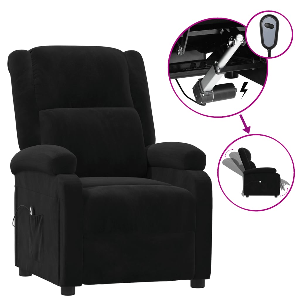 Fauteuil verstelbaar elektrisch stof zwart
