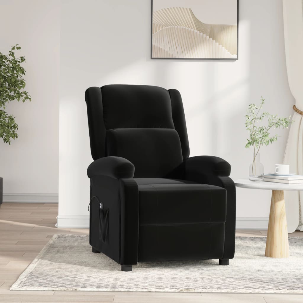 Fauteuil verstelbaar elektrisch stof zwart