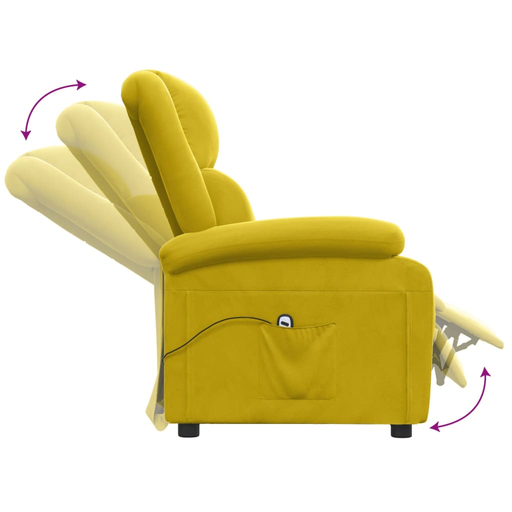 Fauteuil verstelbaar elektrisch stof geel