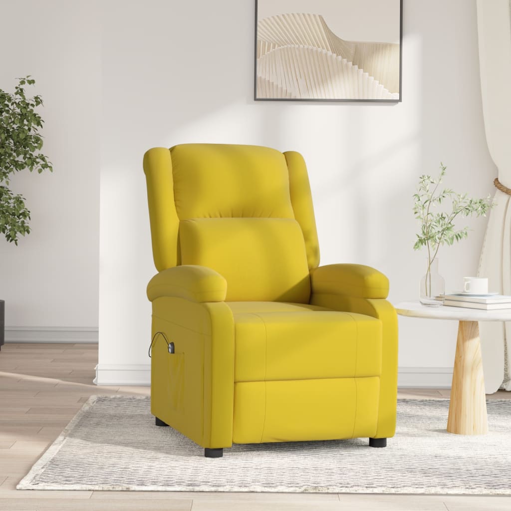 Fauteuil verstelbaar elektrisch stof geel