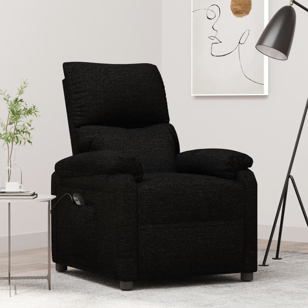 Fauteuil verstelbaar elektrisch stof zwart