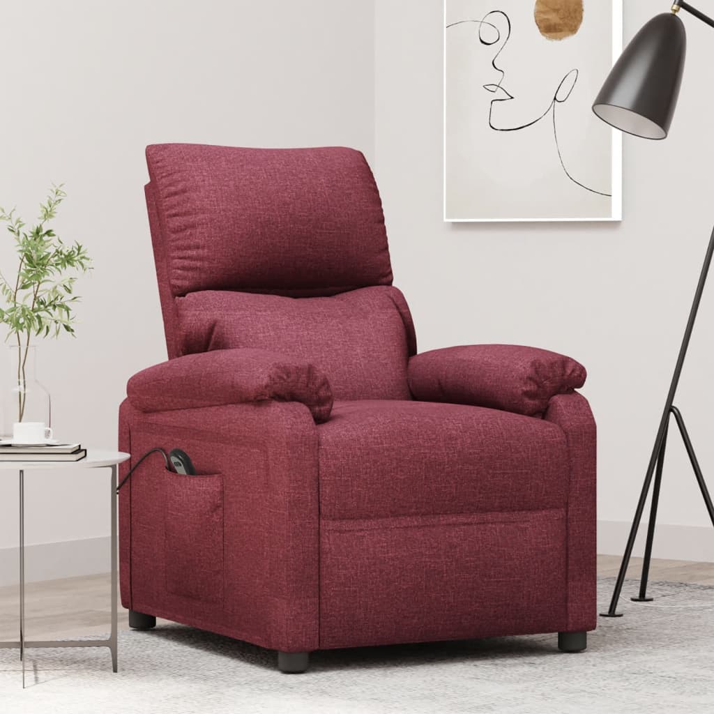 Fauteuil verstelbaar elektrisch stof wijnrood