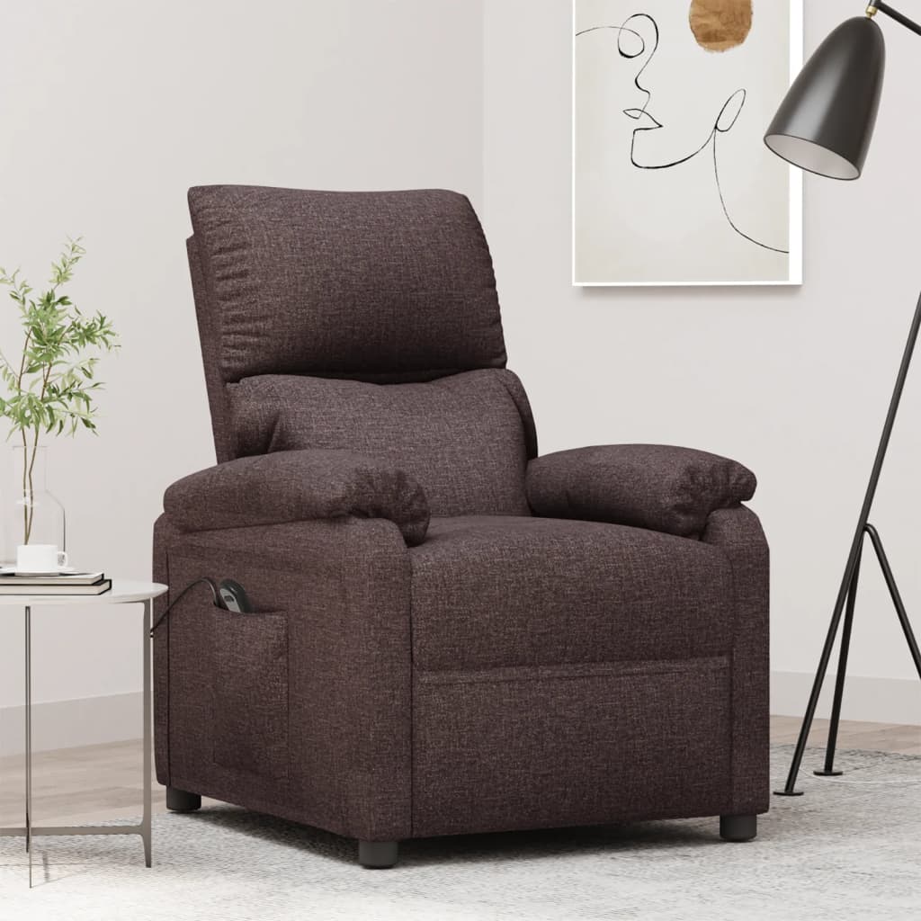 Fauteuil verstelbaar elektrisch stof donkerbruin