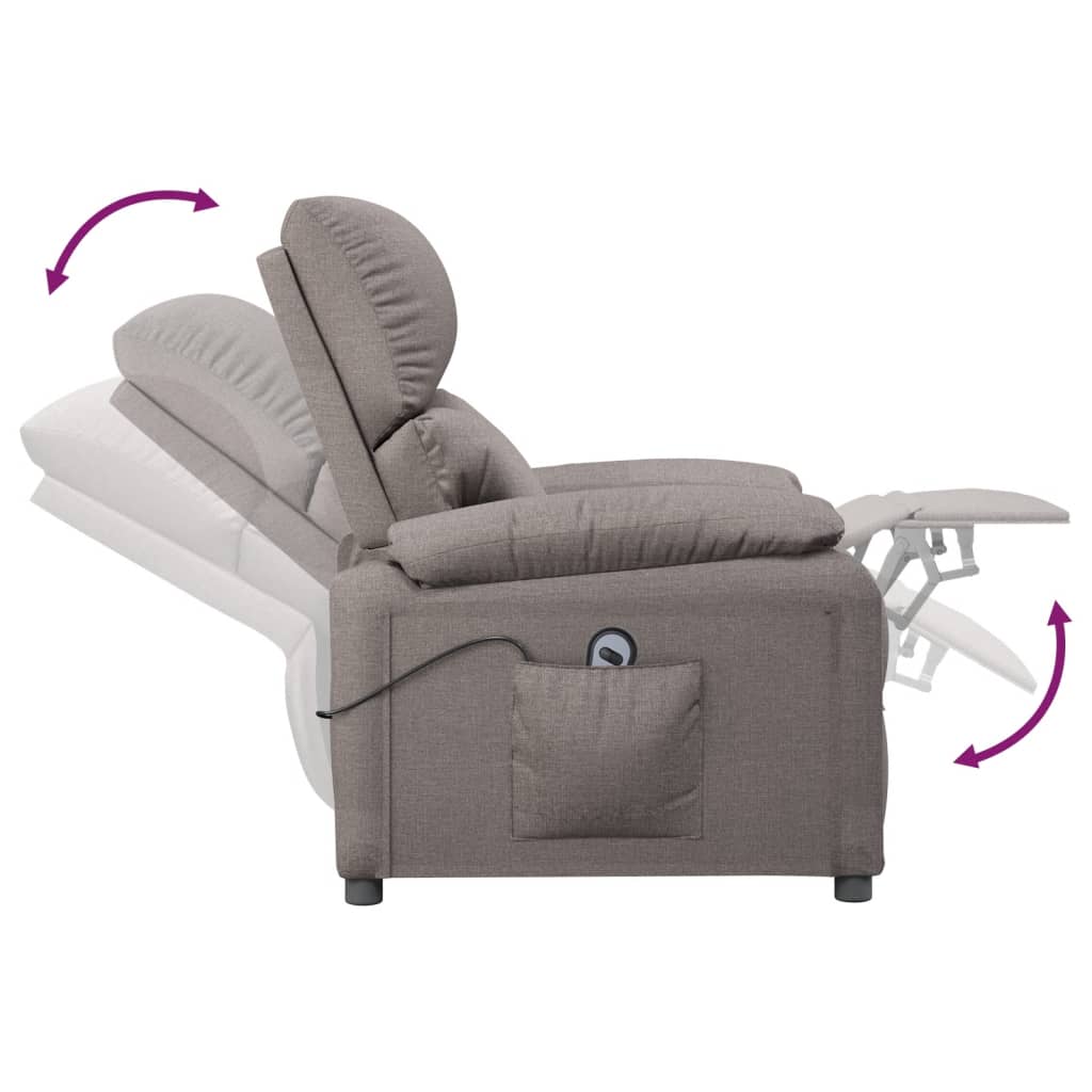 Fauteuil verstelbaar elektrisch stof taupe