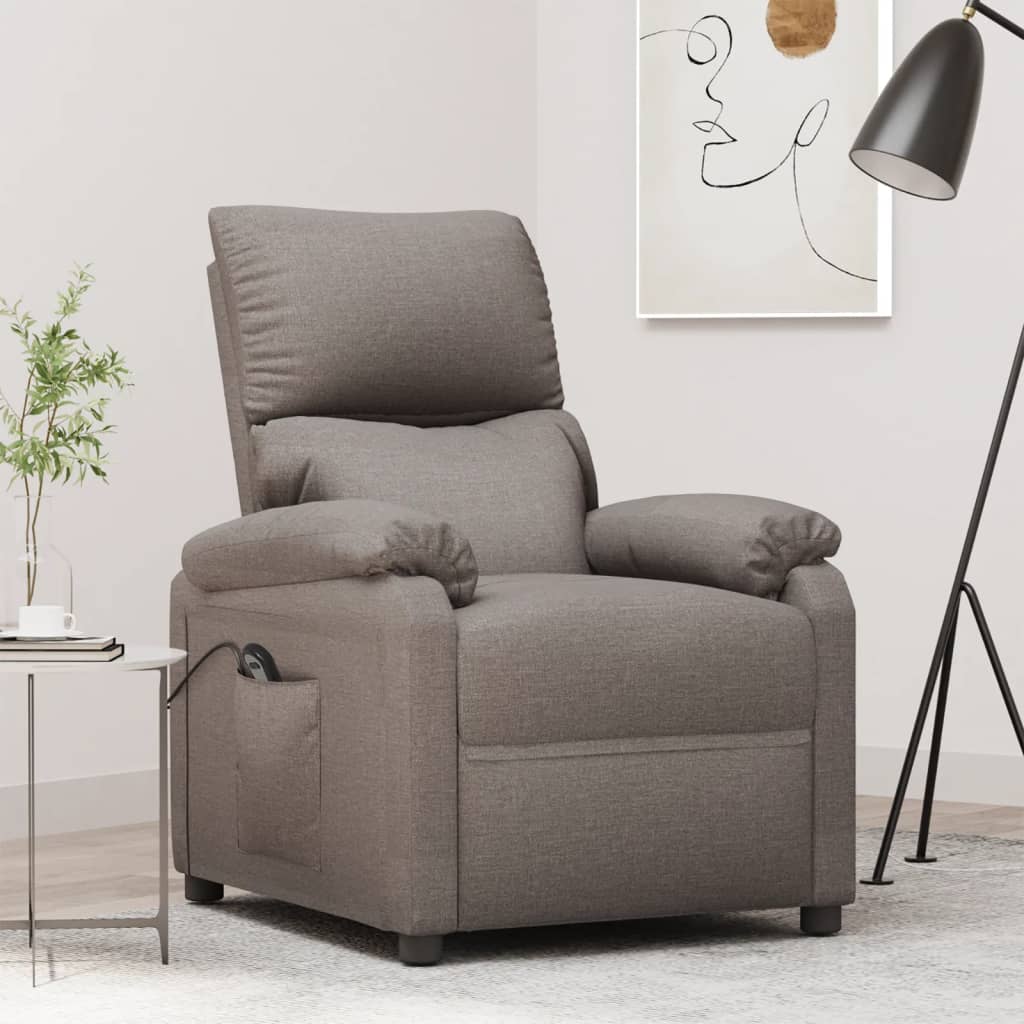 Fauteuil verstelbaar elektrisch stof taupe