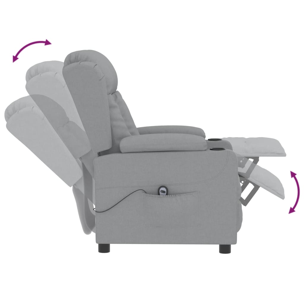 Fauteuil elektrisch verstelbaar stof lichtgrijs