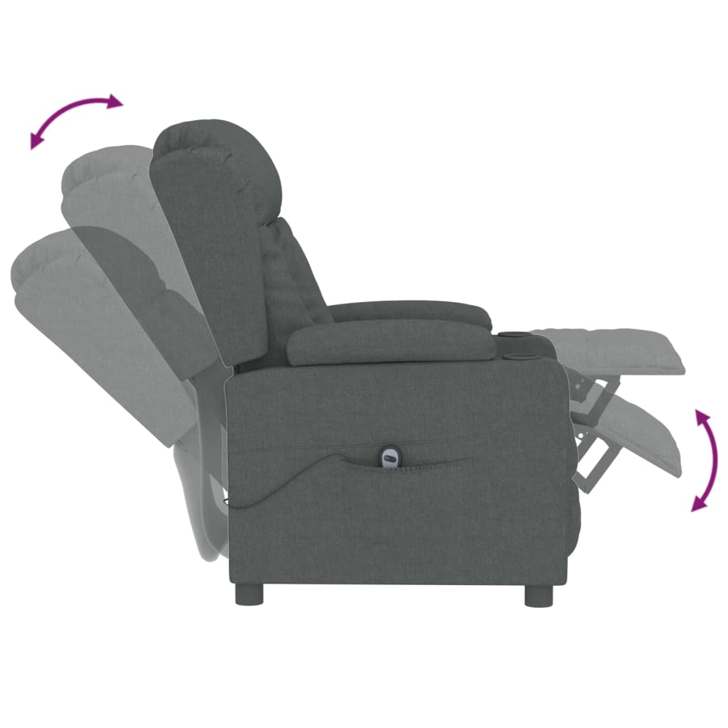 Fauteuil elektrisch verstelbaar stof donkergrijs