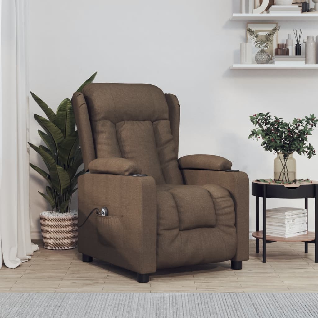 Fauteuil verstelbaar elektrisch stof bruin