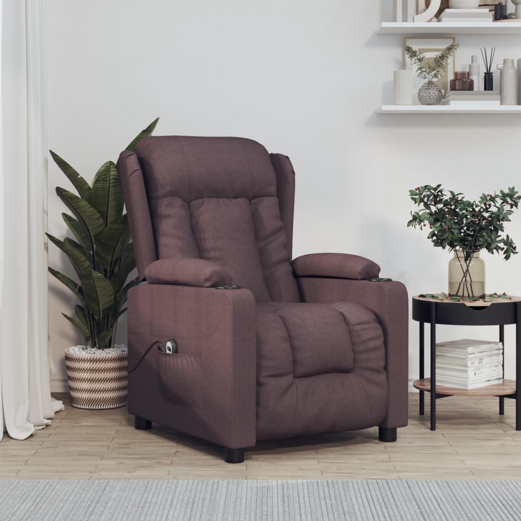 Fauteuil verstelbaar elektrisch stof donkerbruin