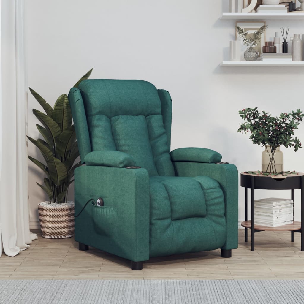 Fauteuil verstelbaar elektrisch stof donkergroen