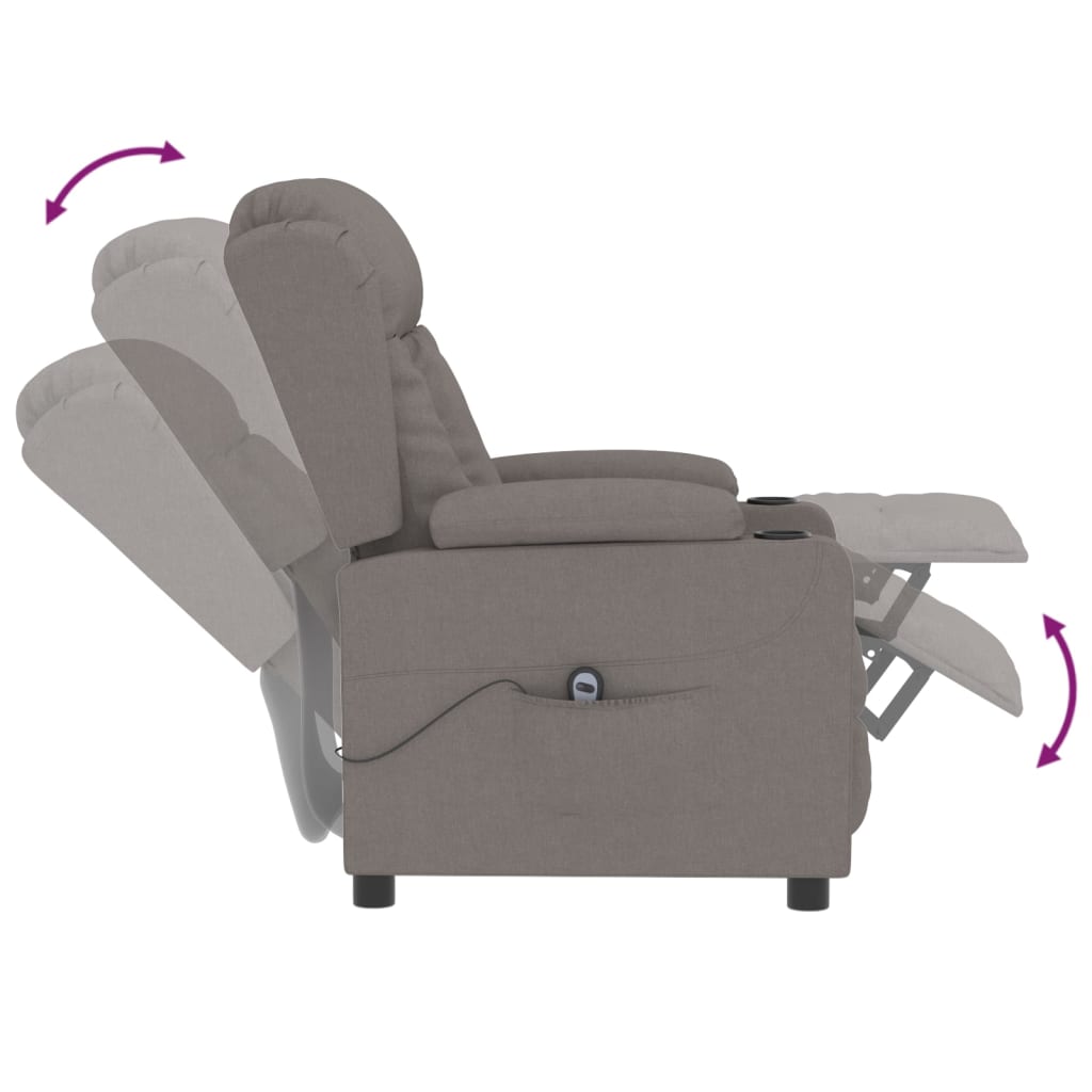 Fauteuil verstelbaar elektrisch stof taupe