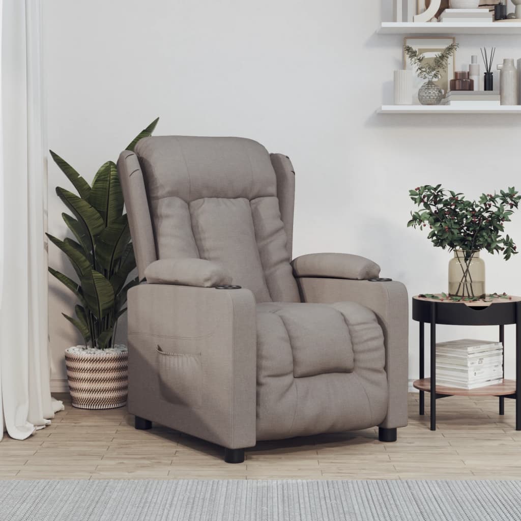 Fauteuil verstelbaar elektrisch stof taupe