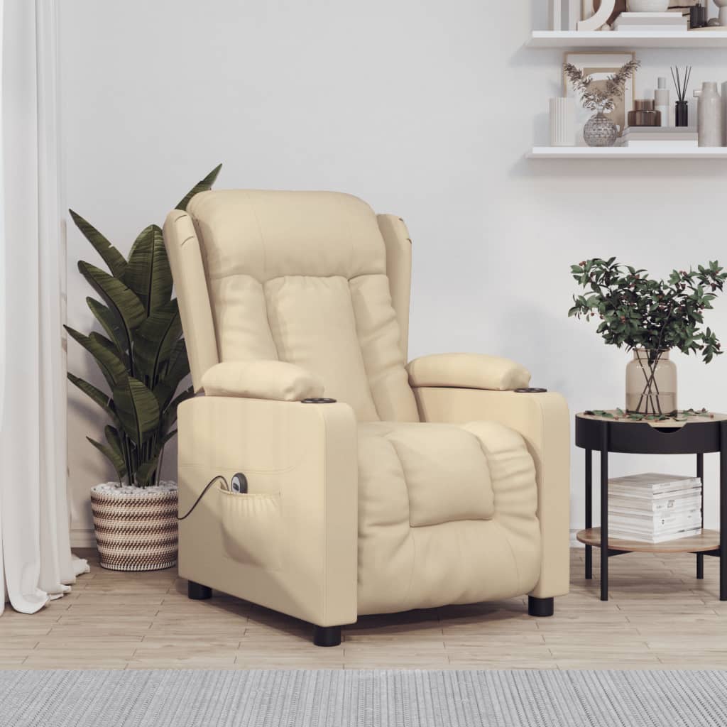 Fauteuil verstelbaar elektrisch stof crèmekleurig