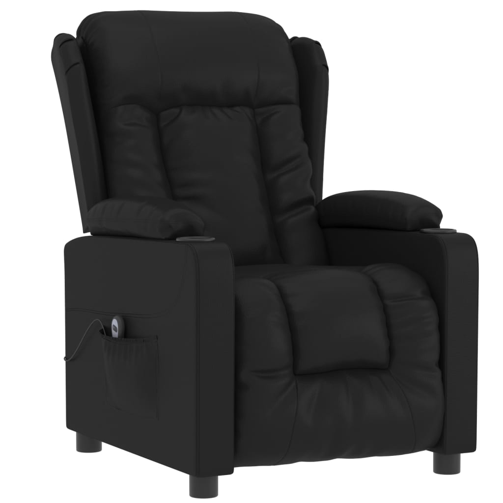 Fauteuil elektrisch verstelbaar kunstleer zwart