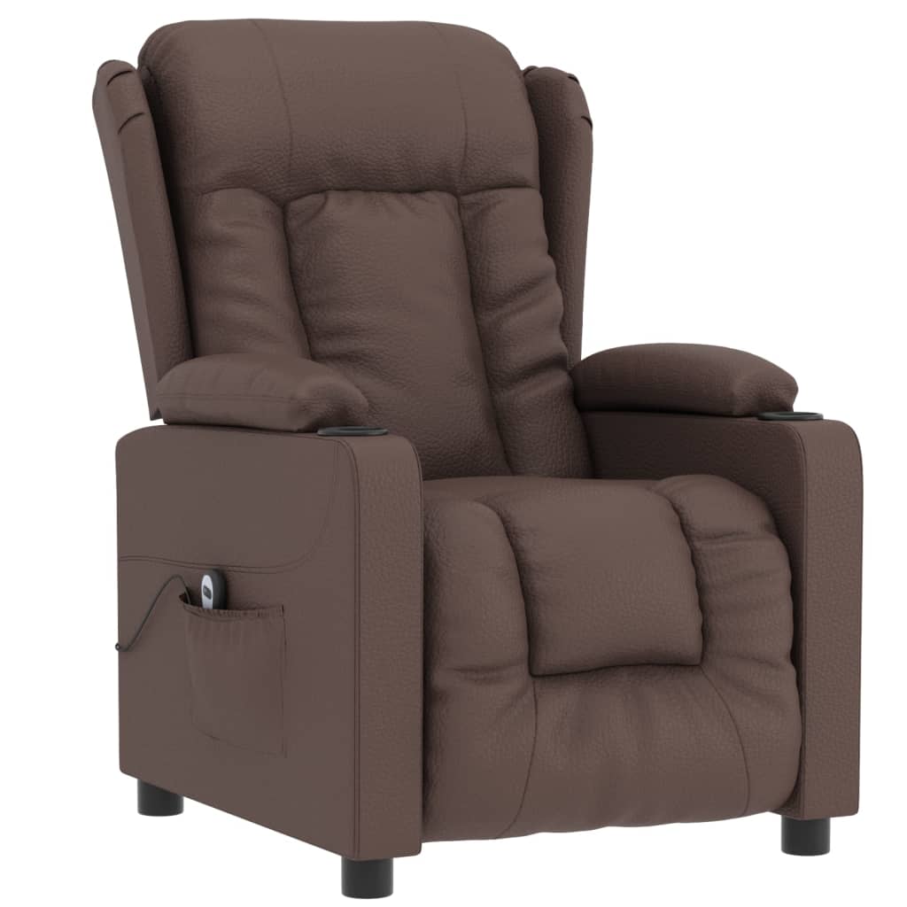 Fauteuil verstelbaar elektrisch kunstleer bruin