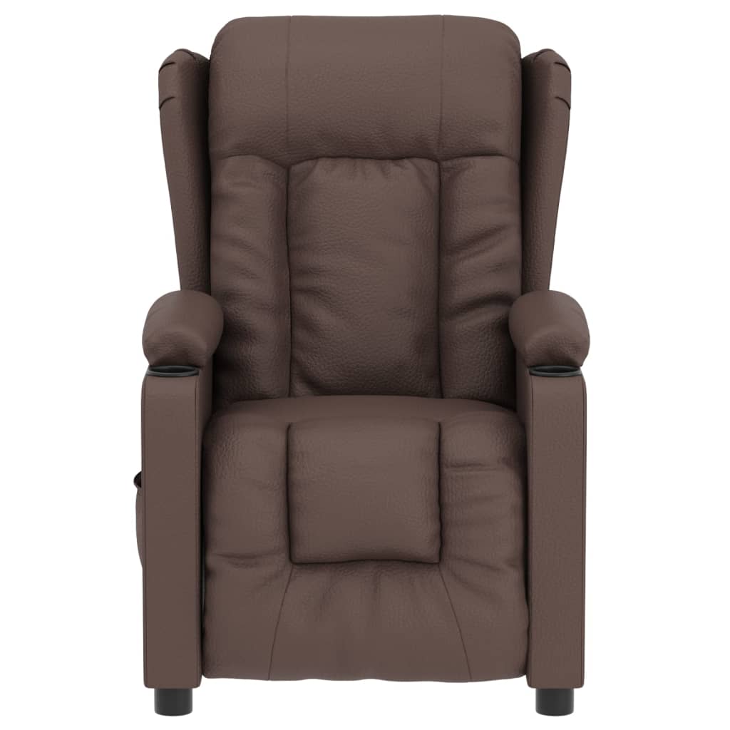 Fauteuil verstelbaar elektrisch kunstleer bruin