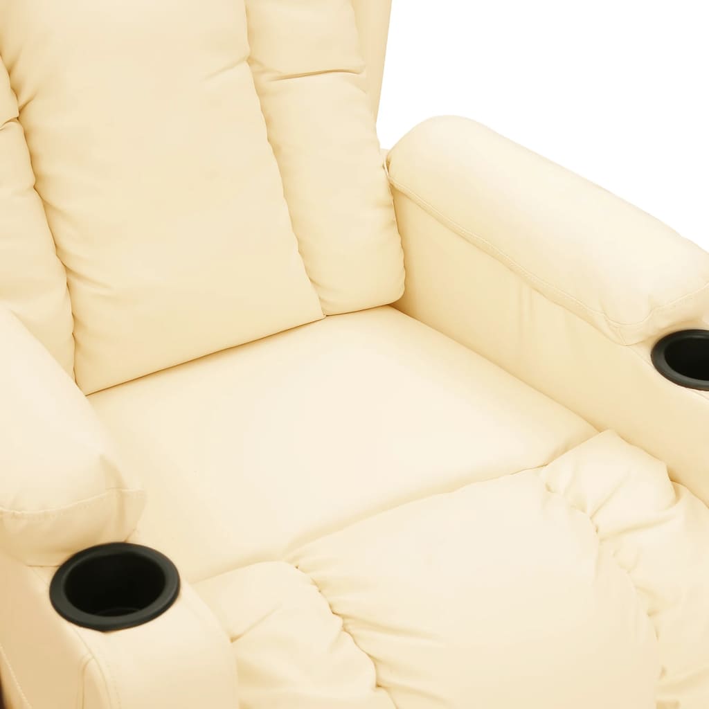 Fauteuil elektrisch verstelbaar kunstleer crèmekleurig