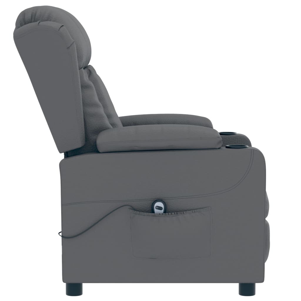 Fauteuil verstelbaar elektrisch kunstleer grijs