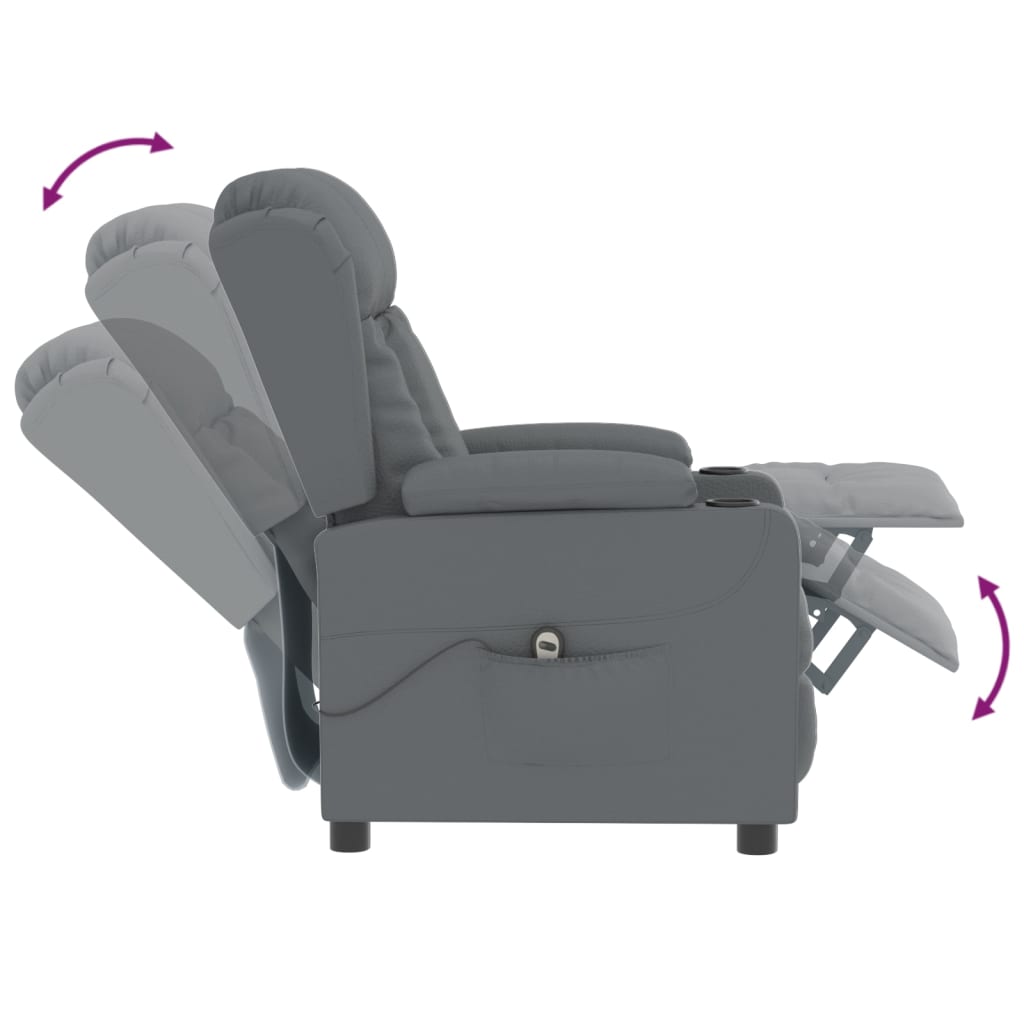 Fauteuil verstelbaar elektrisch kunstleer grijs