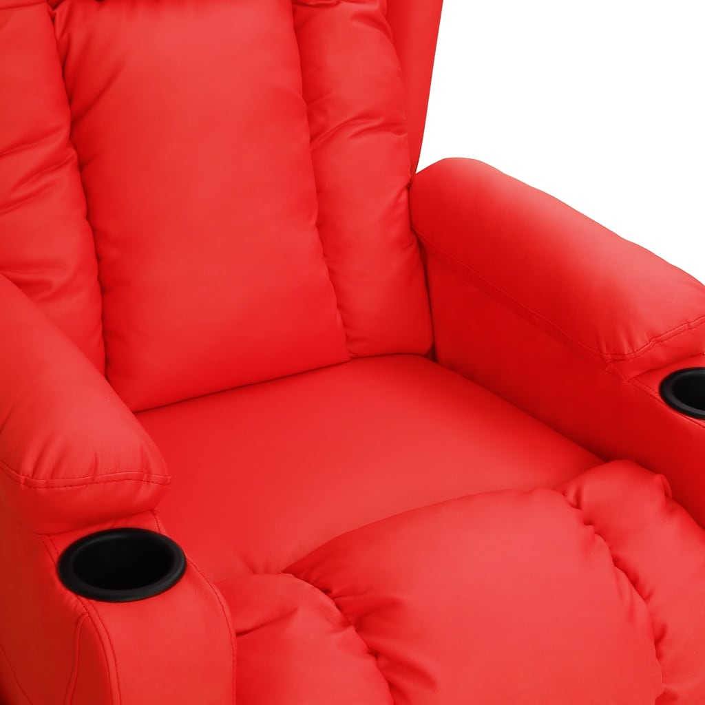 Fauteuil verstelbaar elektrisch kunstleer rood