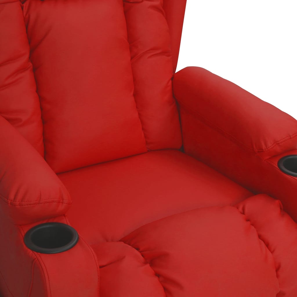 Fauteuil verstelbaar elektrisch kunstleer wijnrood