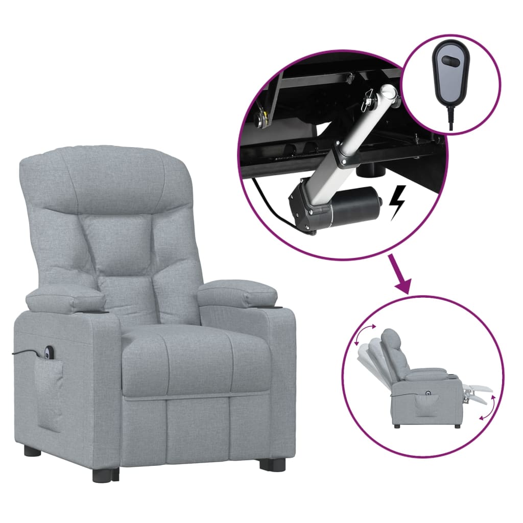 Fauteuil elektrisch verstelbaar stof lichtgrijs